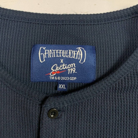 Grateful Dead Section 119 Shirt Mens XXLarge Blue Henley Casual Long Sleeve. - Picture 8 of 15